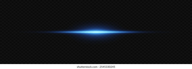 Glowing horizontal line with a glare of light. Neon laser beam effect.