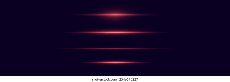 Glühende horizontale Linie mit einer Blendung des Lichts. Neonlaserstrahleffekt.