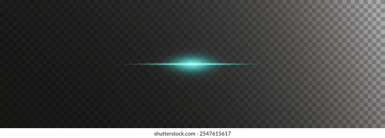 Glowing horizontal line with a glare of light. Neon laser beam effect.