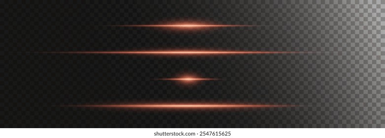 Glowing horizontal line with a glare of light. Neon laser beam effect.