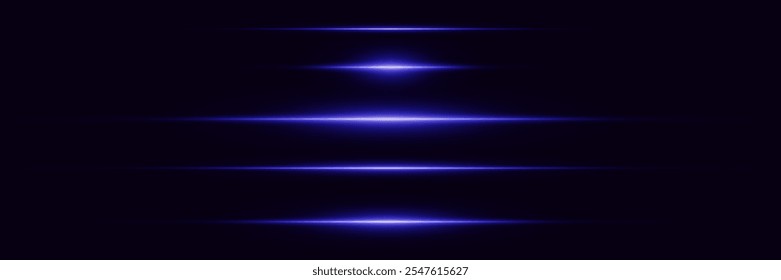 Glowing horizontal line with a glare of light. Neon laser beam effect.