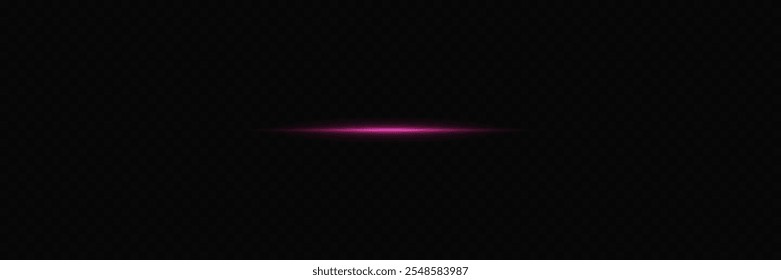 Glowing horizontal line with a glare of light. Neon laser beam effect.