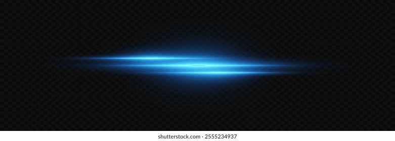 Glowing horizontal line, magical glare of light. On a transparent background.