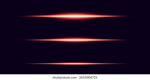 Brillantes rayos de luz Horizontal con destellos y destellos. Efectos mágicos y de ciencia ficción.