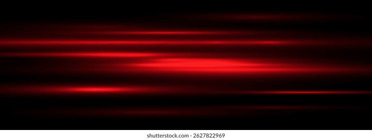 Glowing horizontal red light line with radiant shine and beam effect.Futuristic , flare, and neon glow.