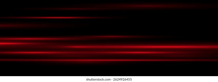 Glowing horizontal red light line.shine effect. Futuristic streak with flare, and glow.