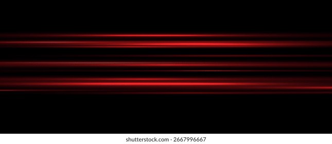 Una brillante línea roja Horizontal de luz con un brillo brillante y efecto de haz. Deslumbramiento futurista y brillo de neón. Iluminación digital.
