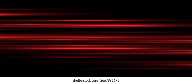 Una brillante línea roja Horizontal de luz con un brillo brillante y efecto de haz. Deslumbramiento futurista y brillo de neón. Iluminación digital.