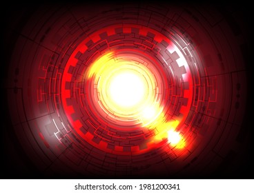 Glowing Hud circle. Abstract hi-tech red background. Futuristic interface. Virtual reality technology screen