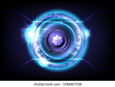 Círculo HUD brillante. Efecto de la luz azul. Resumen de antecedentes de alta tecnología. Interfaz futurista. Pantalla de tecnología de realidad virtual