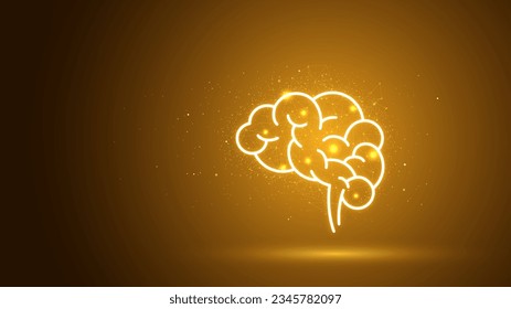 The glowing human brain on the dark background. Creative thinking conceptual illustration, bright ideas, a symbol of intellectual, and brain symptoms