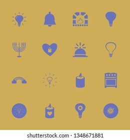 glowing icon set with menorah, candle heart and fireplace vector illustration