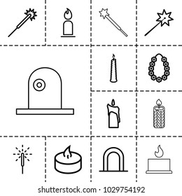 Glowing icons. set of 13 editable outline glowing icons such as siren, candle, sparklers, sparkler