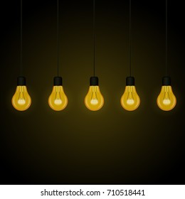 Glowing incandescent light on a dark background,vector illustration