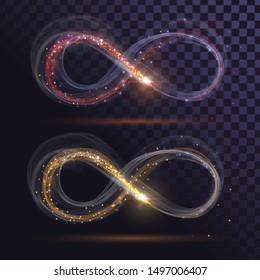 Glowing Infinity Signs In Orange And Blue Flying Star