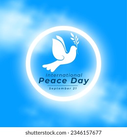 glowing international peace day event poster with smoke effect vector