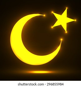 Glowing islamic symbol. Vector illustration. Eps 10