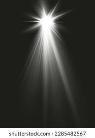 Glowing isolated white transparent set of light effects, glare, explosion, glitter, line, sun flare, spark and stars.Beautiful star.
