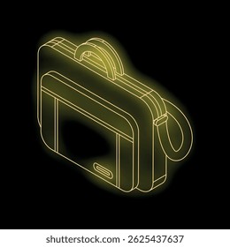 Glowing isometric briefcase symbolizing business, finance, and professional work in a striking visual