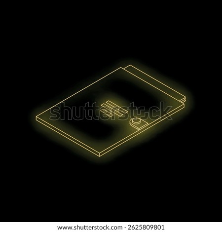 Glowing isometric closed book with clasp, symbolizing knowledge, secrecy, or hidden information
