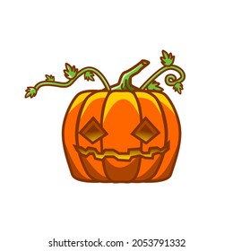 Glowing jack o lantern with it branch and leaf,october, trick or treat, halloween.