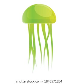 Glowing jellyfish icon. Cartoon of glowing jellyfish vector icon for web design isolated on white background