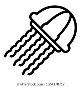 Glowing jellyfish icon. Outline glowing jellyfish vector icon for web design isolated on white background
