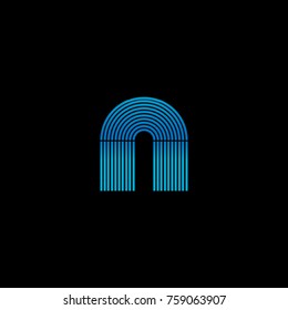 Glowing Jukebox Neon Stripe Forming The Letter A. Logo Template