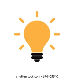 Glowing Lamp icon. Symbol of idea. Flat design vector illustration.