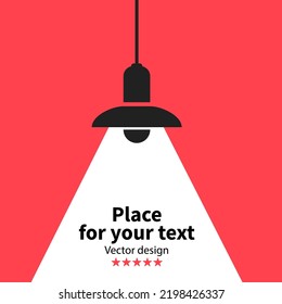 Lámpara brillante sobre fondo rojo con reseñas, banner para sitios web. Ilustración del vector