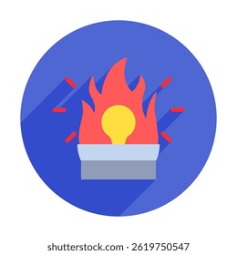 Glowing Lamp rounded flat color, mini illustration icon, related to relaxation, spa, wellness and more. Vector EPS 10 for modern concept, print, UI, UX kit, web and app development