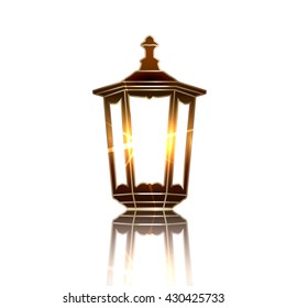 Glowing lantern. Vector illustration isolated on white background