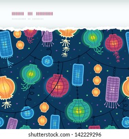 Glowing lanterns horizontal torn seamless pattern background