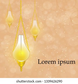 Glowing lanterns on light background. Vector illustration.