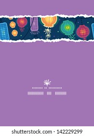 Glowing lanterns vertical torn seamless pattern background