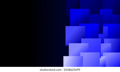 Glowing layers of squares over dark emoty night theme background