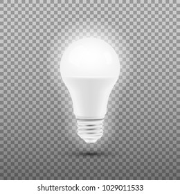 Glowing LED bulb isolated on transparent background. Vector illustration. Eps 10.