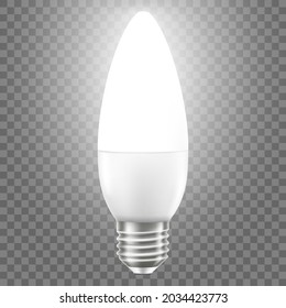 Glowing LED bulb isolated on transparent background. 3d vector realistic illustration
