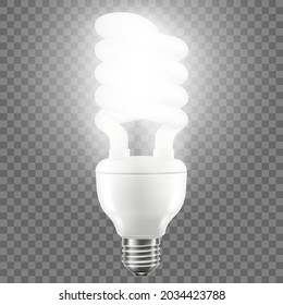 Glühende LED-Lampe einzeln auf transparentem Hintergrund. 3D-Vektorgrafik