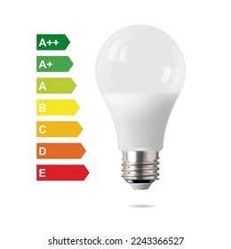 Glowing LED bulb isolated on transparent background. Vector illustration.