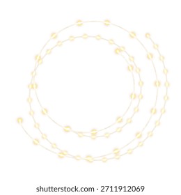 Anillo de guirnalda de luz led brillante que forma un marco circular brillante con bombillas de hadas festivas, iluminación invernal suave y brillo navideño decorativo perfecto para Anuncios de Navidades, tarjetas de año Nuevo y tra