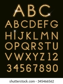 glowing letters font light bulbs