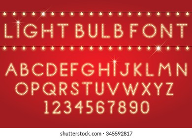 bombillas de fuente de letras brillantes