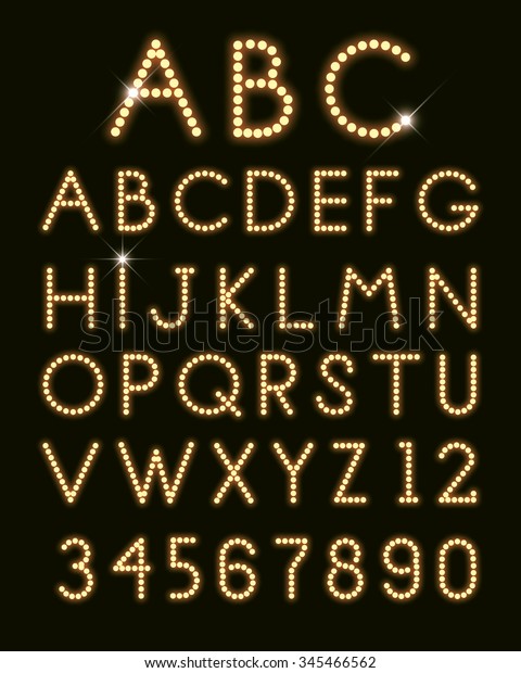 Glowing Letters Font Light Bulbs Stock Vector (royalty Free) 345466562