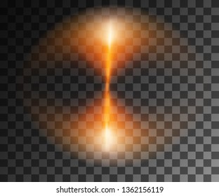 Glowing light. Abstract orange effect. Red vector light effects with particles decoration isolated on the transparent background. Spinning line in circle.
