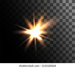 Glowing light. Abstract yellow effect. Golden vector light effects with particles decoration isolated on the transparent background.
