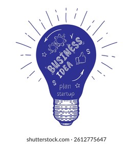 Glowing light bulb . Business idea. Startup concept. Goal achievement. Vector illustration .