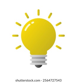 Glowing light bulb gradient icon. Yellow lamp, insight sign symbol