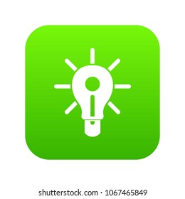 Glowing light bulb icon digital green for any design isolated on white vector illustration
