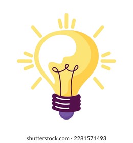 Icono de la bombilla de luz brillante aislado
